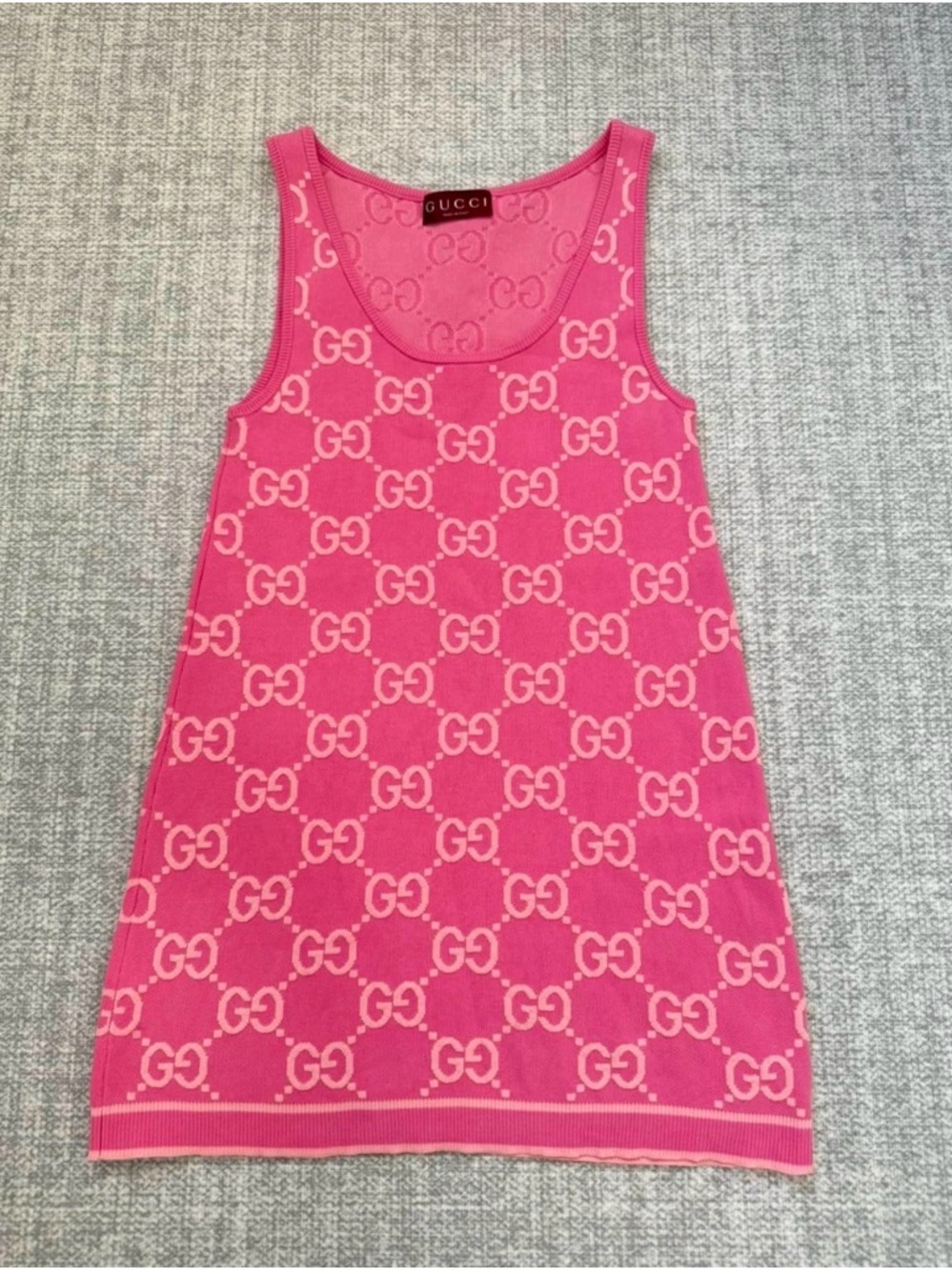 Authentic Gucci Hot Pink GG Logo Knit Tank Dress